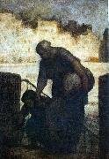 Honore  Daumier Laundress on the Quai d'Anjou USA oil painting artist